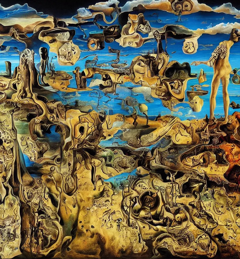 Image similar to the world between death and life, surrealistic extremely detailed painting, by damien gilley and salvador dali