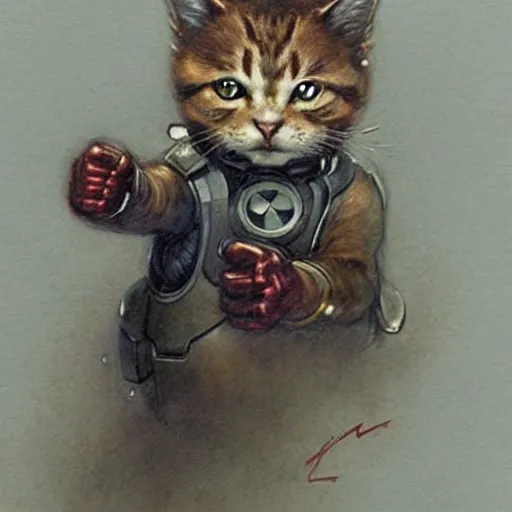 Prompt: ( ( ( ( ( cat as iron man. muted colors. ) ) ) ) ) by jean - baptiste monge!!!!!!!!!!!!!!!!!!!!!!!!!!!