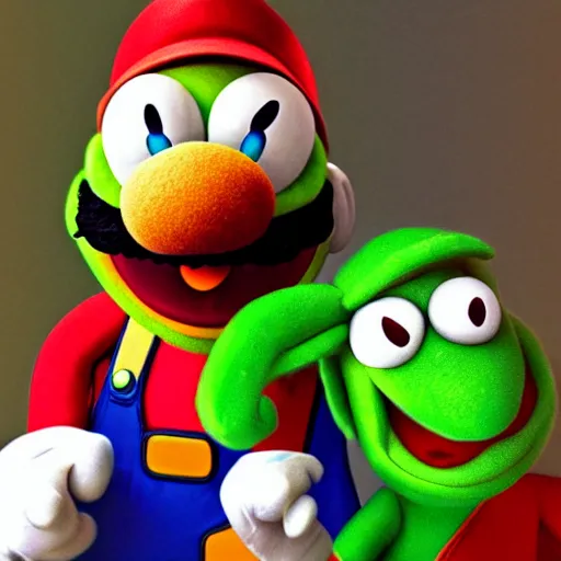 Prompt: A still of Mario and Luigi as muppets, photo real, photographic, photograph, artstation, trending, award winning, epic lighting, featured