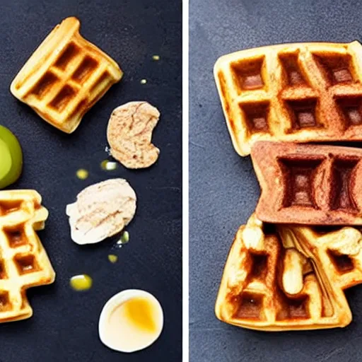 Prompt: deconstructed waffle,