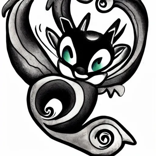 Image similar to tattoo design of a cute will o'the wisp character