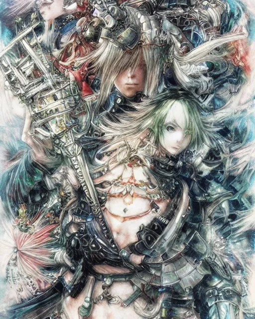 Image similar to conceptual art from from final fantasy by master artist yoshitaka amano, masterpiece w 1 0 2 4