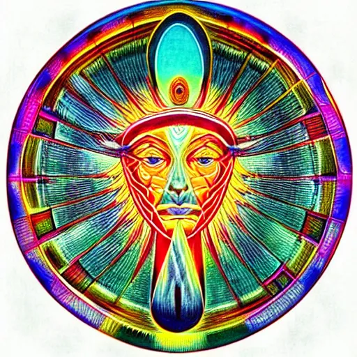 Image similar to “the godhead by alex grey and pi-slices”