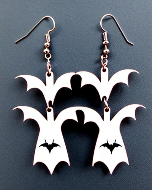 Prompt: spooky bat, 2 d lasercut earrings,