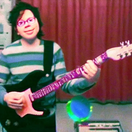 Prompt: A still of Steven Quartz from Steven Universe in a Weezer Music Video low quality, vhs quality,