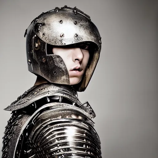 Prompt: a portrait of a beautiful young french male wearing an alexander mcqueen armor , photographed by andrew thomas huang, artistic