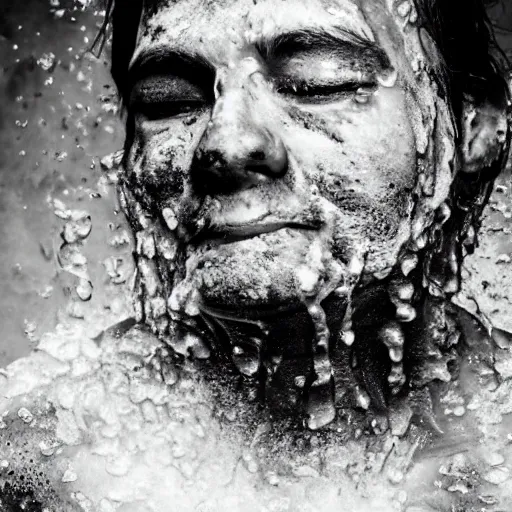 Image similar to a person bathing in boiling oil, portrait photograph