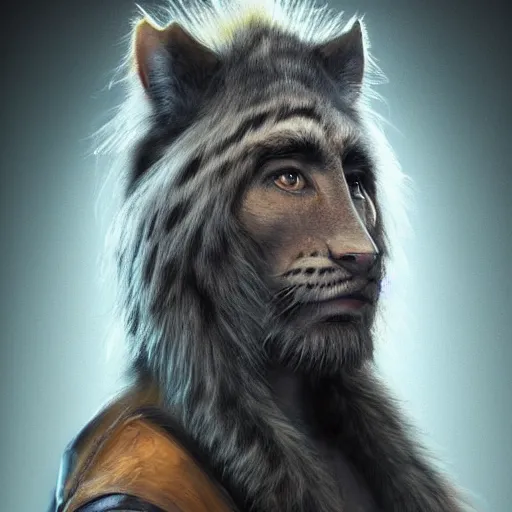 Image similar to extremely realistic portrait of a real life panter king with a very long fur and a wizard hat, fantasy, trending on artstation, heroic pose, highly detailed, profile picture, 8k