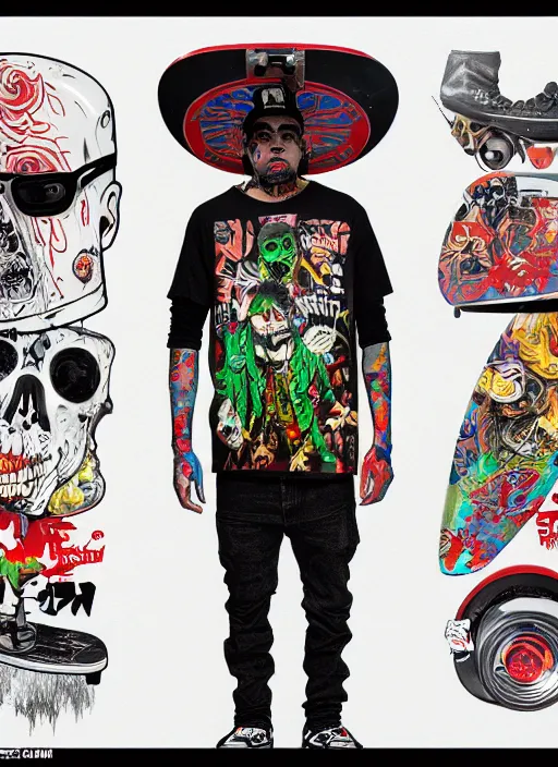 Image similar to zombie skateboard full body hiphop streetwear drip, tristan eaton, victo ngai, artgerm, rhads, ross draws