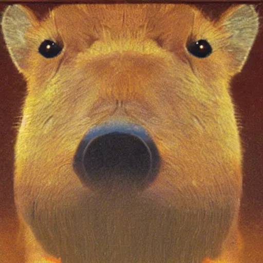 Image similar to capybara face on the mona lisa