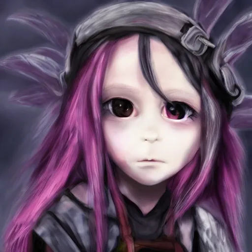 Image similar to punk little girl, profile picture, grunge fashion, reflection, 8 k, cute artwork, hd, inspired by made in abyss, gothic style