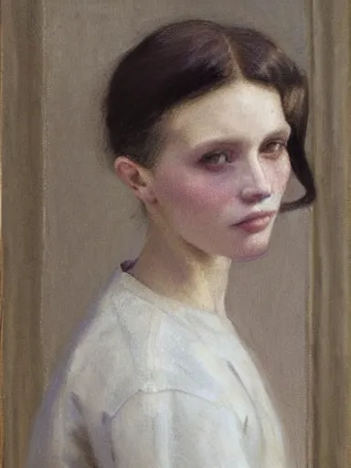 Image similar to portrait of abbey lee by george clausen