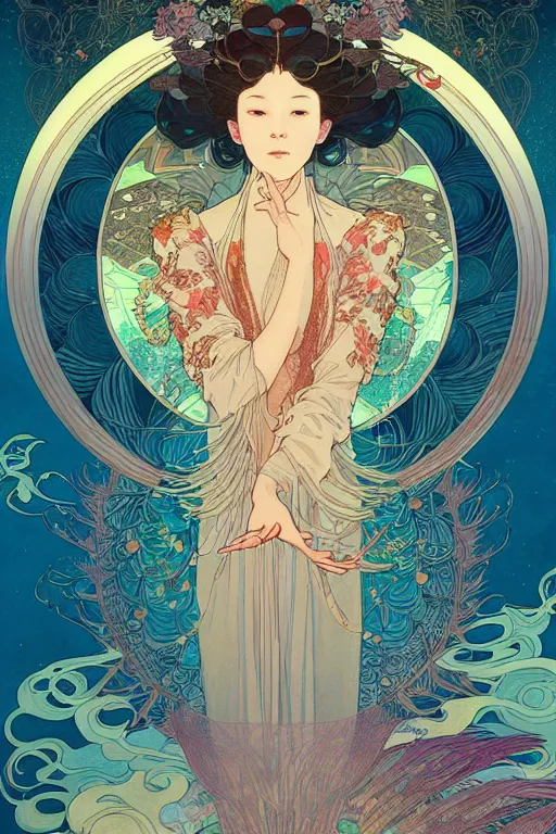 Image similar to a beautiful hyperdetailed character design 4 k wallpaper illustration of phoenix, victo ngai style, alfons mucha ， from china, style of studio ghibli, chinese style