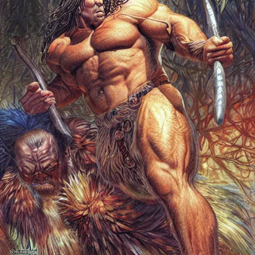 Prompt: huge muscular wild man Beorn by Mark Brooks, Donato Giancola, Victor Nizovtsev, Scarlett Hooft, Graafland, Chris Moore