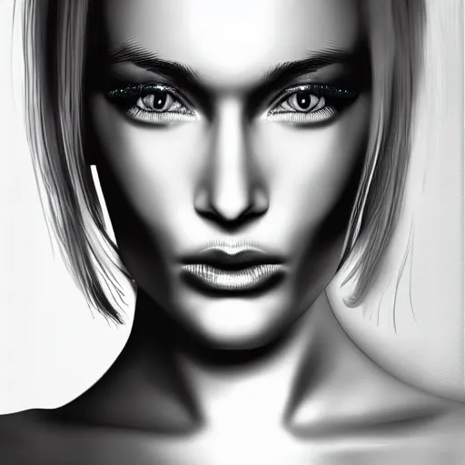 Prompt: portrait of bar refaeli with a half robotic face, digital art