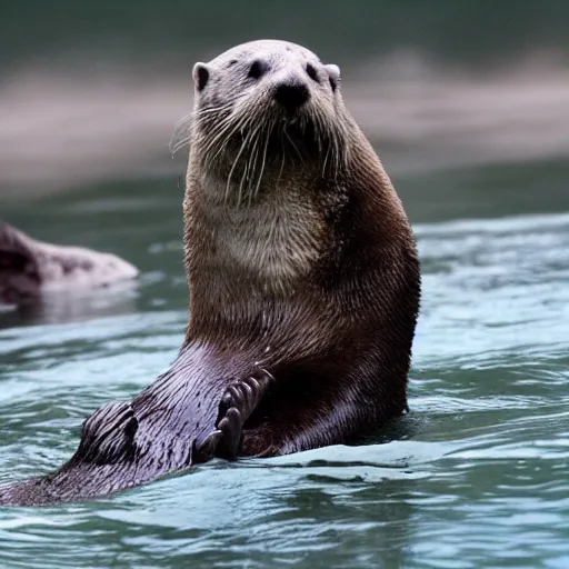 Prompt: nicolas cage cosplay as a sea otter