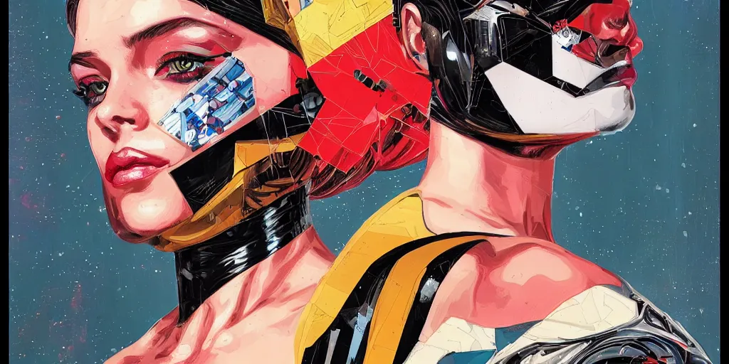 Image similar to a portrait of a female android, by MARVEL comics and Sandra Chevrier, 4k