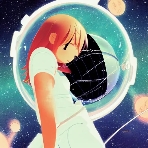 Prompt: model pixar kim kardashian light novel illustration as an astronaut by makoto shinkai by victo ngai by