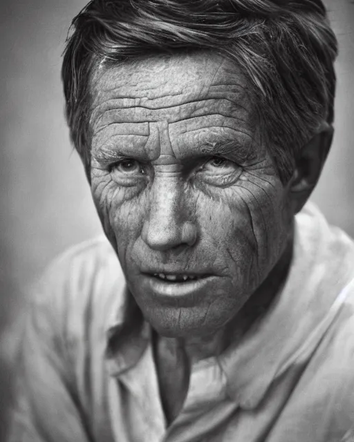 Image similar to portrait of robert f. kennedy, peaceful, old and wrinkled, photography by steve mccurry, detailed, trending on artstation