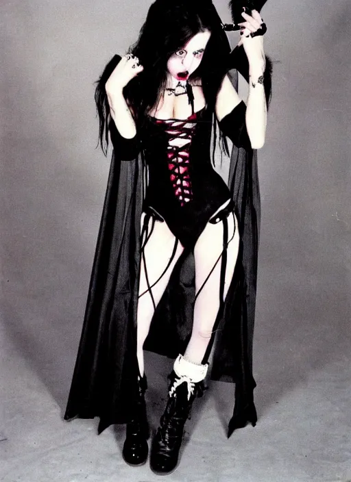 Prompt: candid photo of lana rhoades as a gothic vampire in the 1 9 9 0 s