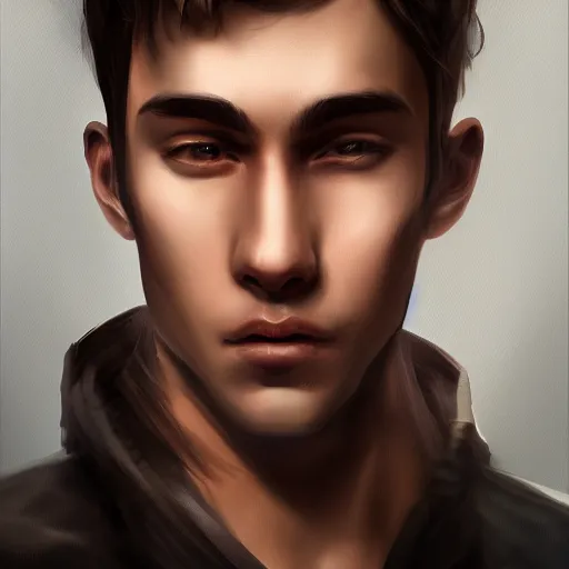 Image similar to a portrait of a handsome, rebellious, young man, highly detailed, digital painting, trending on artstation