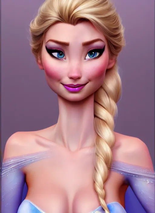 Image similar to gorgeous female elsa, professionally retouched, natural colors, soft lighting, hyper realistic, smooth face, full body shot, torso, dress, perfect eyes, sharp focus on eyes, 8 k, high definition, insanely detailed, intricate, elegant, art by j scott campbell and artgerm