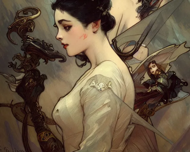 Image similar to photography of louis icart, deep focus, d & d, fantasy, intricate, elegant, highly detailed, digital painting, artstation, concept art, matte, sharp focus, illustration, hearthstone, art by artgerm and greg rutkowski and alphonse mucha