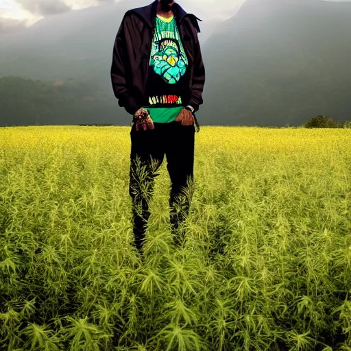 Prompt: snoop dogg in a weed field