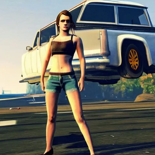 Image similar to “Emma Watson in style of GTA5”