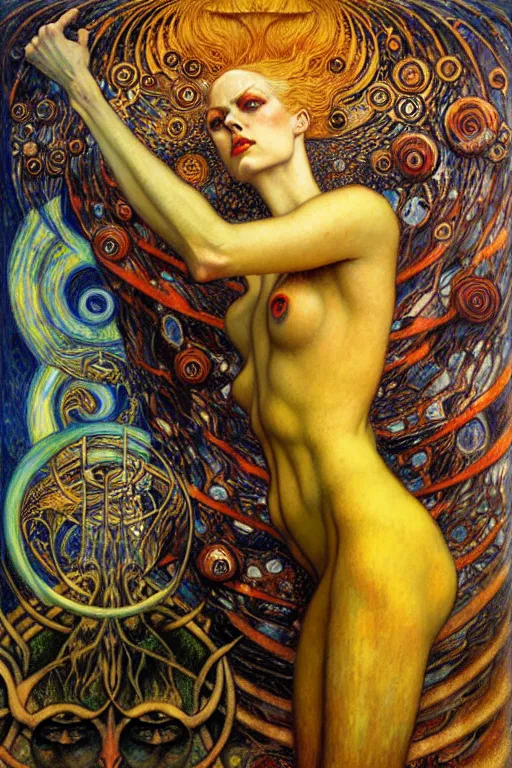 Image similar to Divine Chaos Engine by Karol Bak, Jean Delville, William Blake, Gustav Klimt, and Vincent Van Gogh, symbolist, visionary