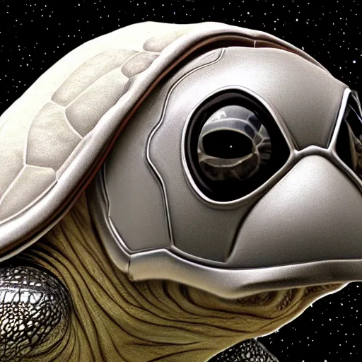 Prompt: turtle in space with helmet, realistic photo - n 4