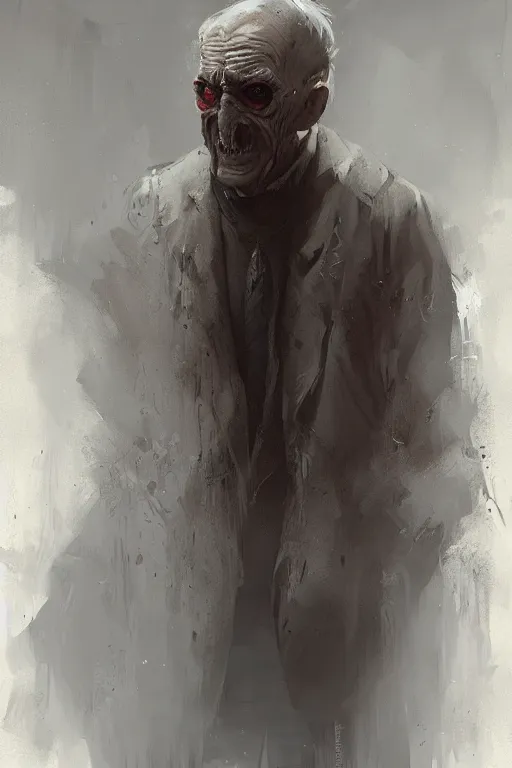 Prompt: a portrait of a ghoulish old man by greg rutkowski, trending on artstation