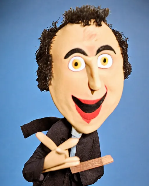 Image similar to John Belushi as a Stop Motion puppet in the style of Coraline and Laika Studios. Studio Lighting