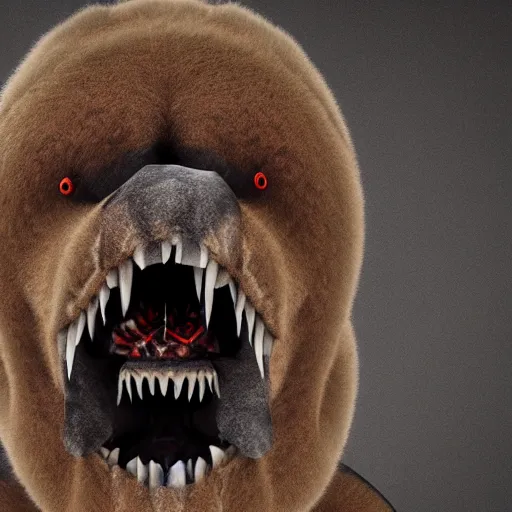 Image similar to scary ugly horror bear, 8 k, super detailed, octane render, vfx, super realistic, unreal engine 5, cinematic