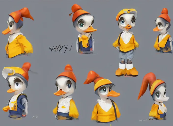 Image similar to award - winning detailed concept art of a cute iconic anthropomorphic duck character wearing a sailor suit. art by wlop on bcy. net, realistic. detailed feathers, art by cheng yi. artstationhd, artgerm, 3 dcg, pixar zootopia. 3 d rendering, high quality model sheet, donald. model sheet detailed