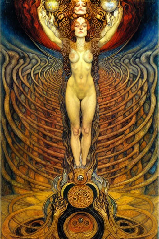 Image similar to Divine Chaos Engine by Karol Bak, Jean Delville, William Blake, Gustav Klimt, and Vincent Van Gogh, symbolist, visionary