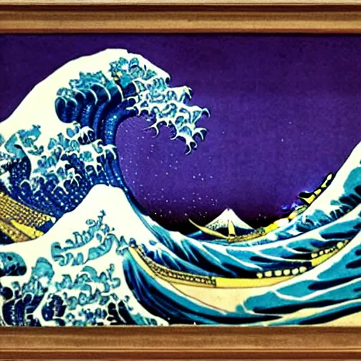 Prompt: The Great Wave Off Kanagawa by Richard Dadd and Parmigianino