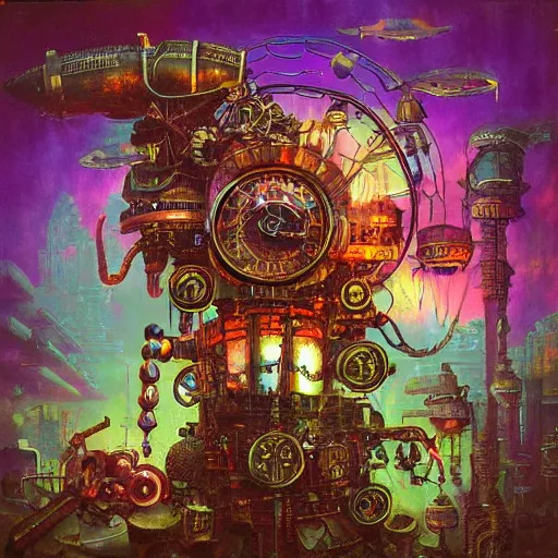 Image similar to steampunk rat, acid, 303, psychedelic, by paul lehr, cd cover for psytrance artist