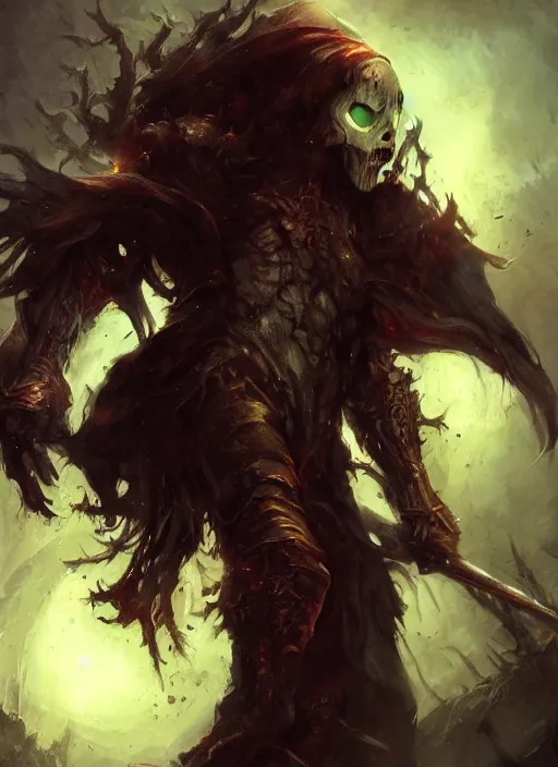 Image similar to a great and terrible undead litch painted by raymond swanland