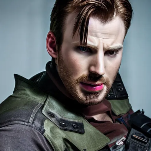 Image similar to chris evans as leon kennedy from resident evil, 4 k, high detail, high - resolution photograph, professional photography, ultra - detail