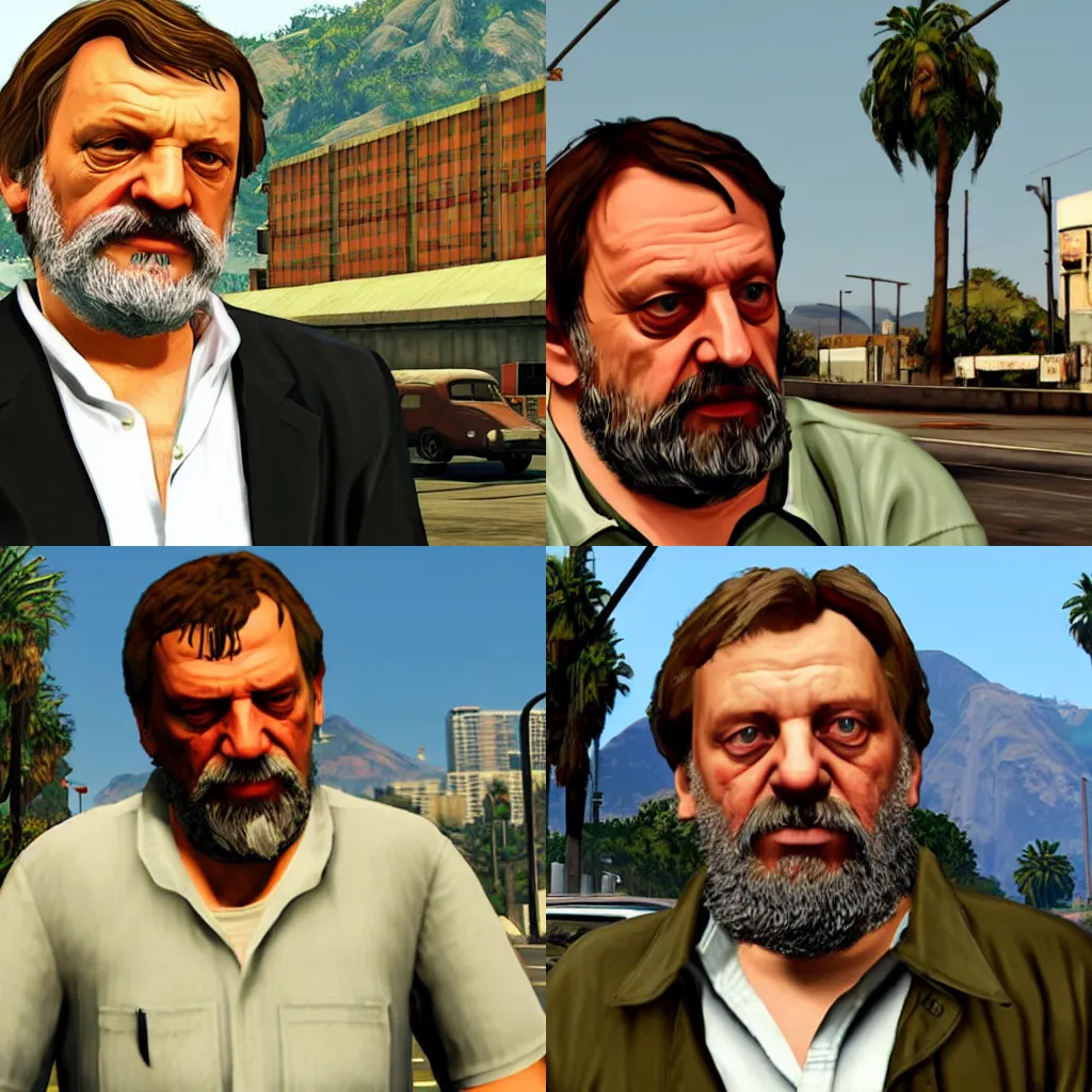 Prompt: slavoj zizek in GTAV