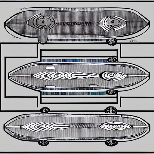 Prompt: “cross-section diagram of skateboard, high details, infographic, blueprint”