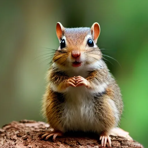 Image similar to very very very very cute chibi baby chipmunk, portrait, pixar style, forest background, cinematic lighting, award winning creature portrait photography