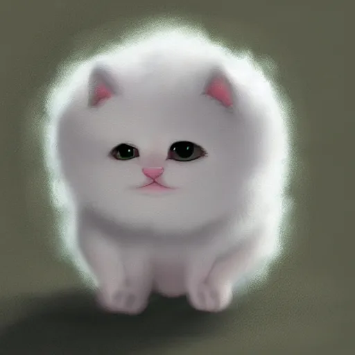 Image similar to cute kitty as a cloud, fluffy, pixar, concept art, digital art, painting