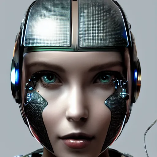 Image similar to a beautiful woman wearing robot suit with wires and light, highly detailed, photorealistic, artstation, smooth