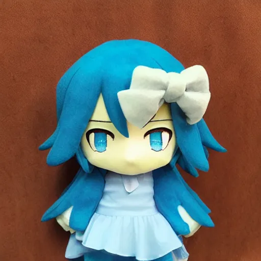 Prompt: Fumo Fumo Plush Series 14 Cirno Plush Doll Toy Kid Gift New Touhou Project