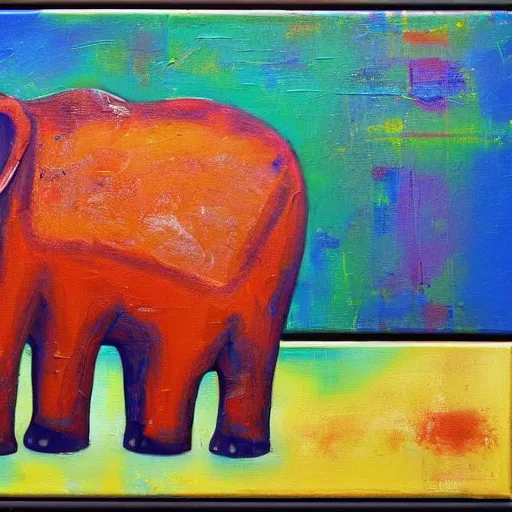 Image similar to an abstract oil painting of a gangster elephant and a gangster parquet