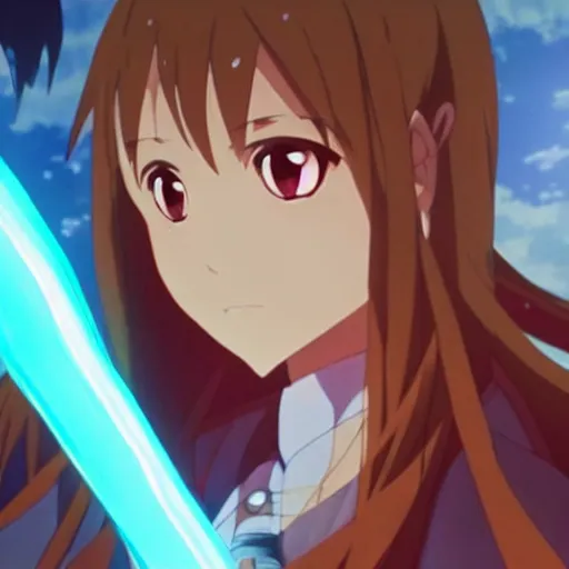 Image similar to “asuna discovering a giant monolith of eyes, Sword art online, 8K, OLED, beautiful lighting”