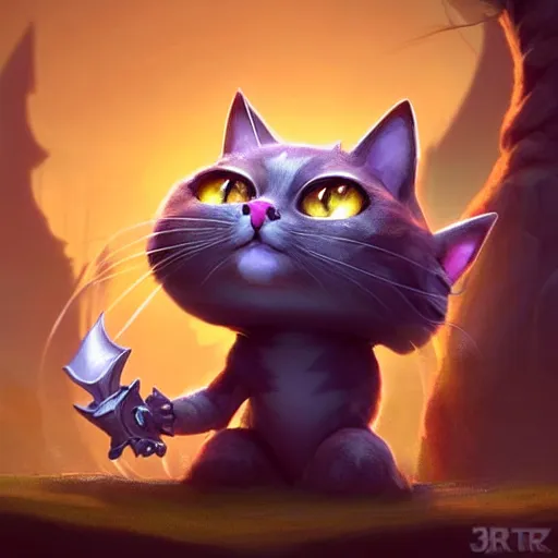 Image similar to super cute fantasy cat warrior 3D concept art by gediminas Pranckevicius and todd mcfarlane, anthropomorphic, glowing effect, ornate, dynamic, centered, sharp focus, beautiful detailed, face very realistic, Game Art!!, hyper detailed, no background, cartoon, cinematic, raytrace, Trend on artstation, C4D