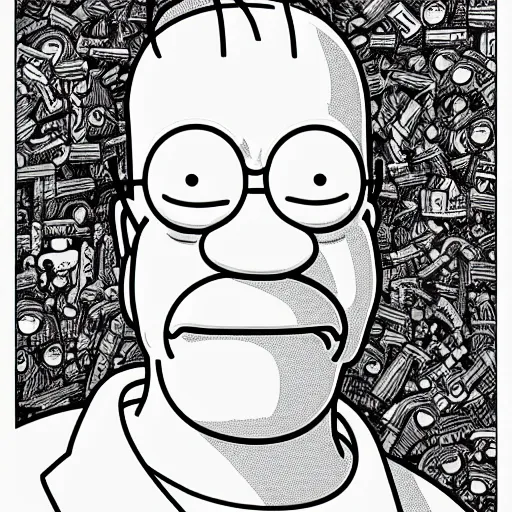 Image similar to close up portrait of homer simpson, by geof darrow, geof darrow art,